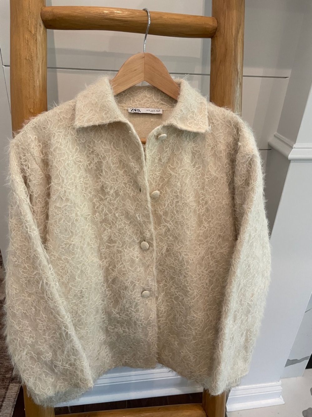 ZARA Collared Fuzzy Cardigan Jacket
